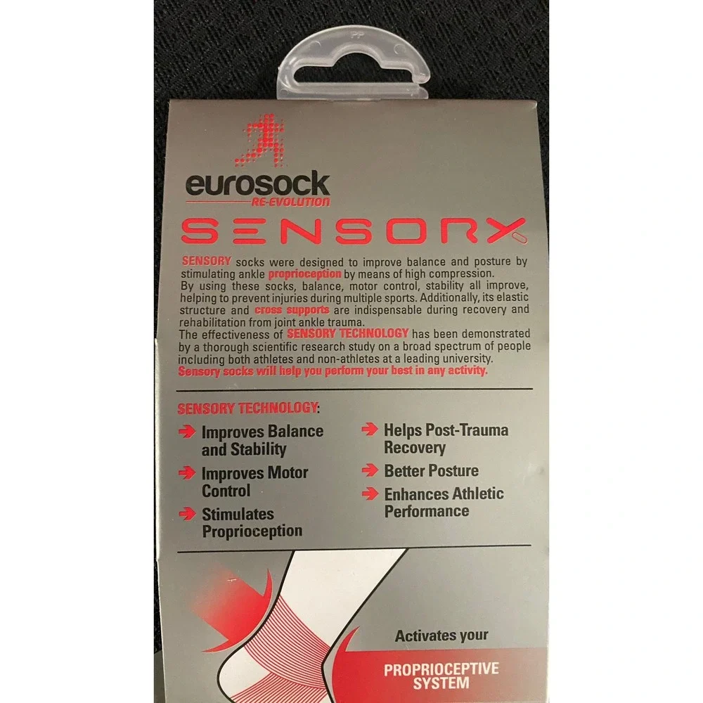 Eurosock Sensory Crew Compression Socks White Grey Size L Ankle Support 41802